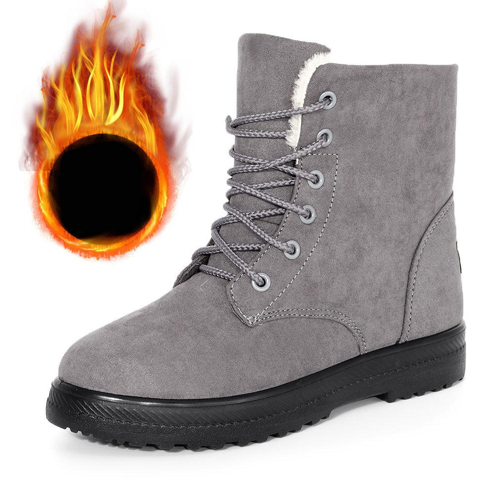 Women's Snow Boots Flat Boots For Women Platform Ladies Shoes Plush Keep Warm Boots Ladies Fur Winter Shoes Women