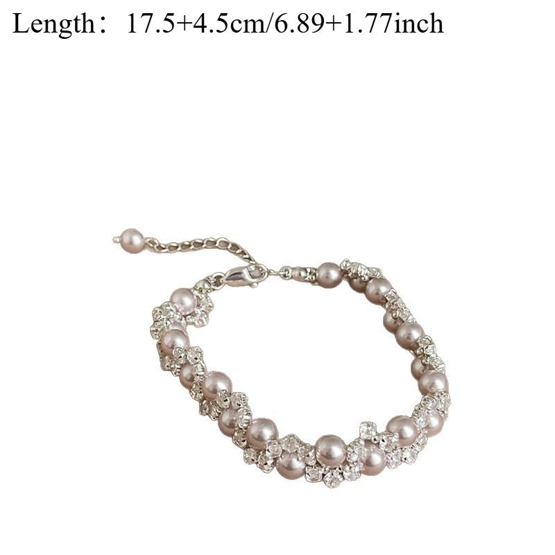1Pc Retro Synthetic Diamond Imitation Pearls Bracelet For Women Simple Handmade Beaded New Elegant Luxury Jewelry Gifts For Fema