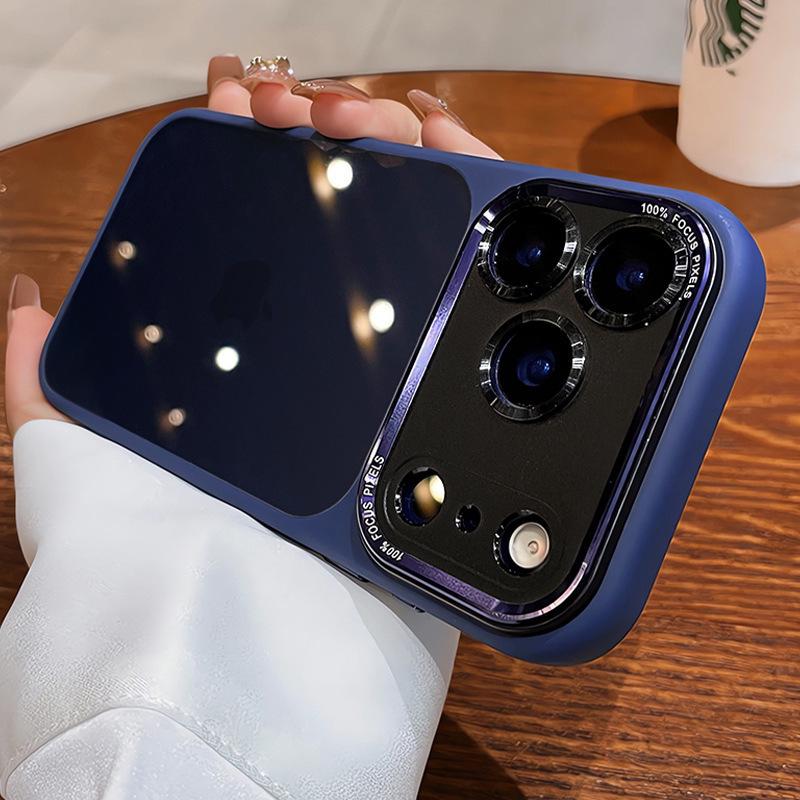 Full Coverage Anti-Drop iPhone 17 Black Translucent Case with Metal Lens & AI Button