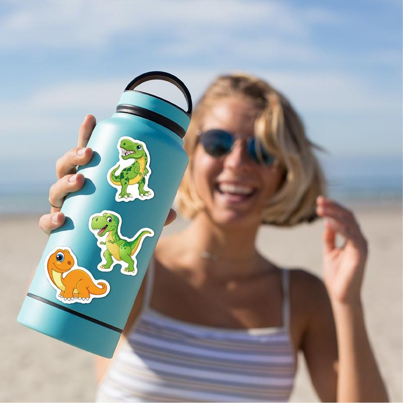 100PCS Dinosaur Stickers Kids Cute Funny Waterproof Cartoon Vinyl Stickers for Water Bottle, Scrapbook, Stationery, Luggage