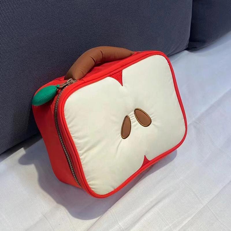 Cartoon Apple Pattern Makeup Bag Women Travel Storage Pouch Cosmetic Toiletry Storage Pouch Female'S Handbag Christmas Gift