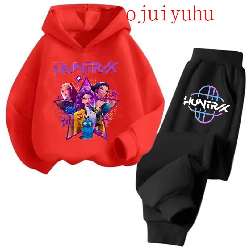 Streetwear 90s Sets Children Hoodies Kpop Demon Hunters Pullover Sweatshirt Anime Trucksuit Cartoon Girls Boy Kids  Clothes