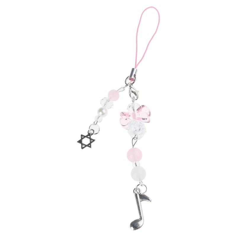 Fashionable Bowknot Phone Charm Acrylic Keyring Ornament for Women and Girls