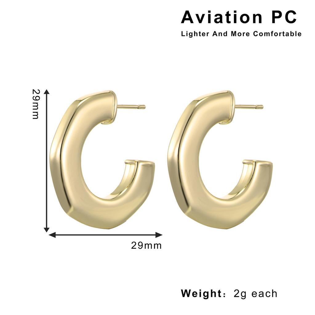 Hot Selling Aviation PC Environmentally Friendly Material Geometric High-end Retro Earrings, Light Luxury Hollow Earrings
