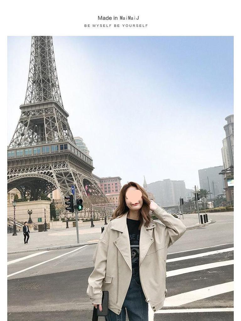 Women's Thick PU Leather Motorcycle Jacket - Spring/Summer, Korean BF Style, Loose Fit, College Short Outerwear