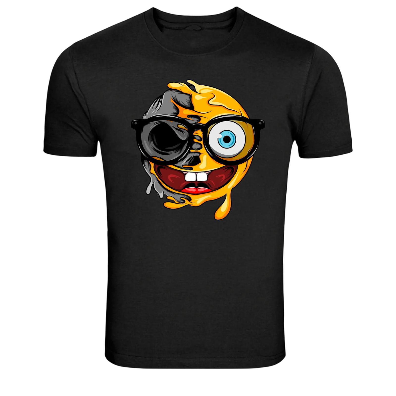 Half Skull Nerd Emoji With Glasses Funny Graphic T-Shirt XXL