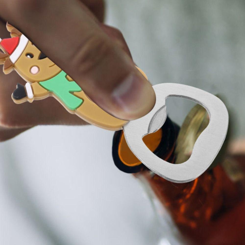Stainless Steel Bottle Opener Santa Elk Snowman Beer Starter Corkscrew Christmas Beer Opener  Gift
