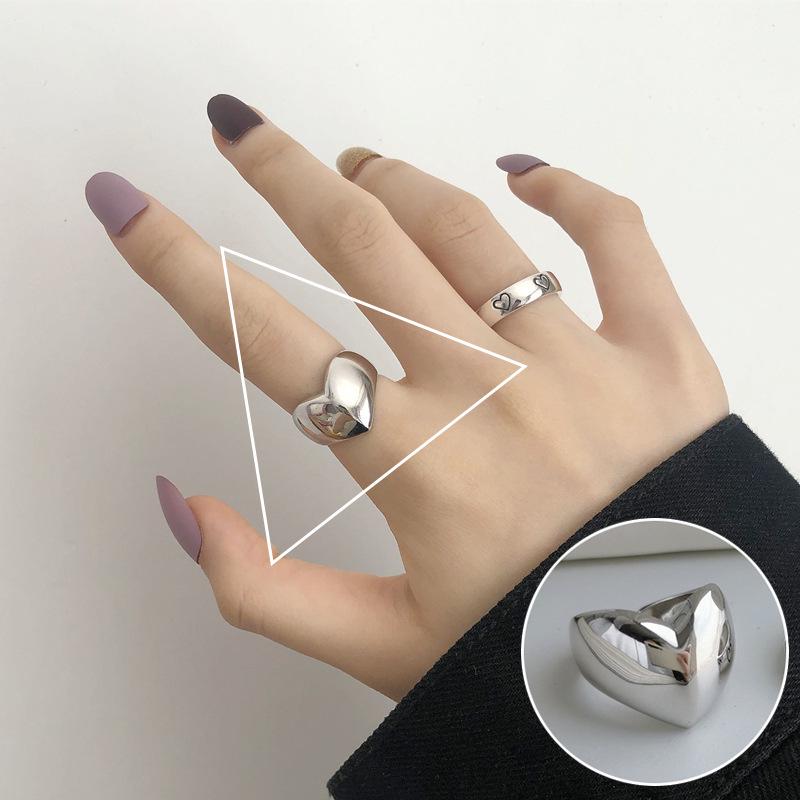 European-American S925 Silver-Plated Geometric Open Ring - Retro, Creative, and Stylish Index Finger Design for Women