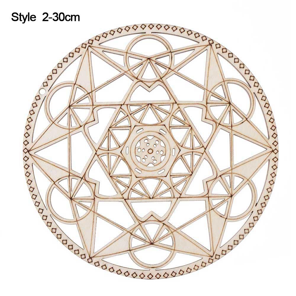 Symbole Naturel Bois Chakra Fleur de vie Tapis Énergétique Bord Arrondi Cercles Sculptés Sous-verre Pour Ensemble Pierre Cristal Décor Mural Cuisine