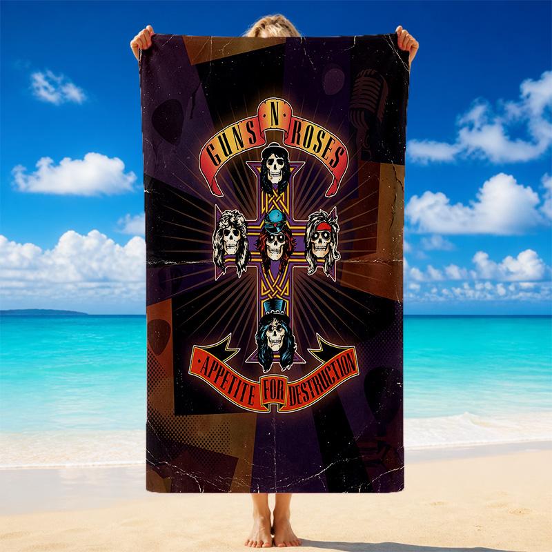 Guns N’ Roses Print Microfiber Beach Towel Sand?Resistant Lightweight Towel For Swimming Outdoor Travel Use