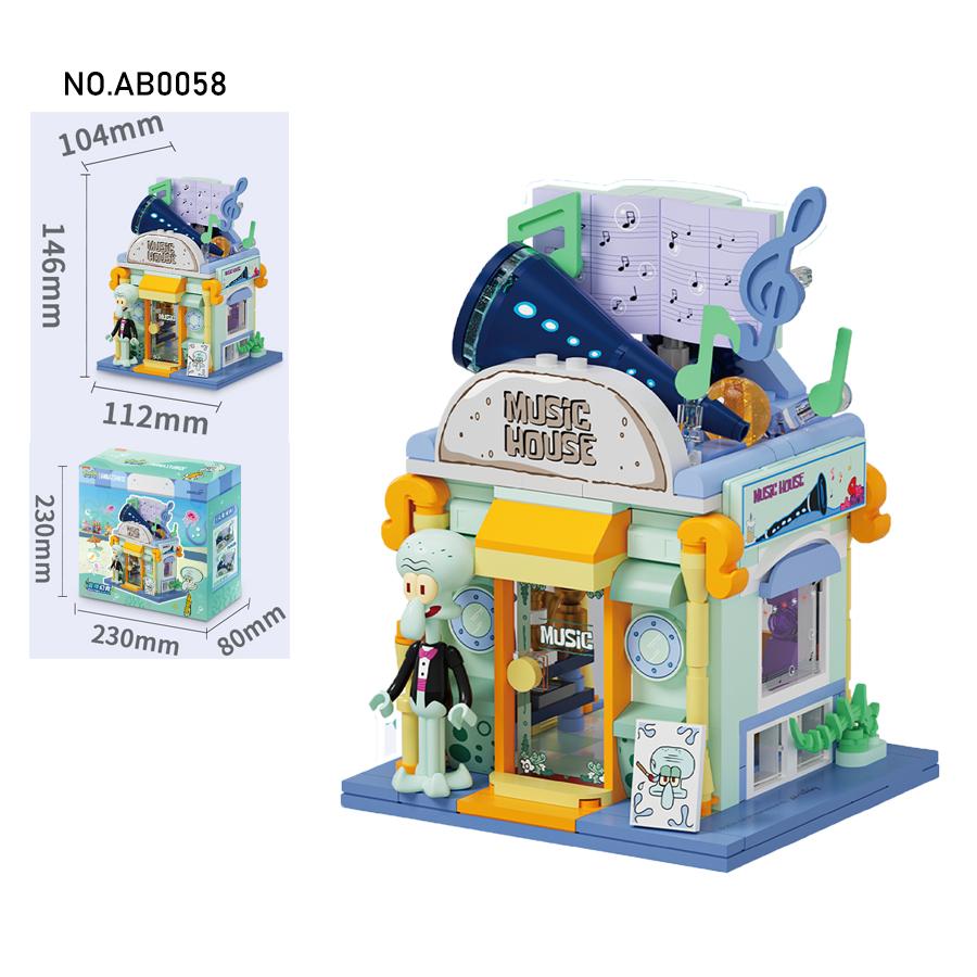 Cartoon Anime Street View Building Blocks DIY Toys Bricks Game Assembled Kids Toys Birthday Gifts Desktop Ornaments
