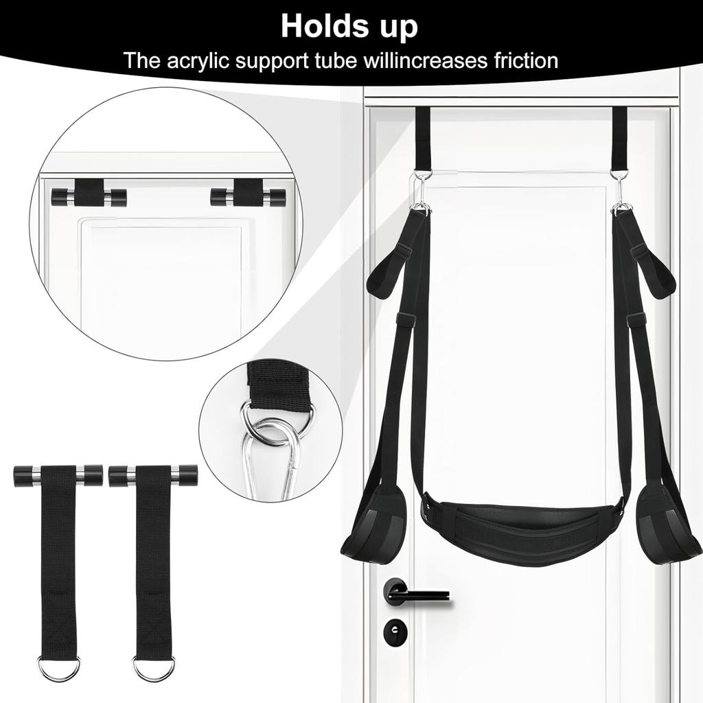 BDSM Door Sex Toys Sex Swing Bondage Slave Leather Soft Plush Sex Slings with Adjustable Straps, Hanging Door Handcuffs Leg Restraints Spreader Adult