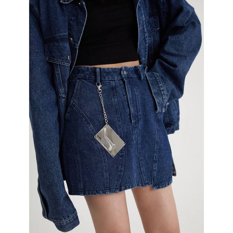 

Светлая Ретро Короткая Юбка Джинсовая Куртка Blue Skirt L