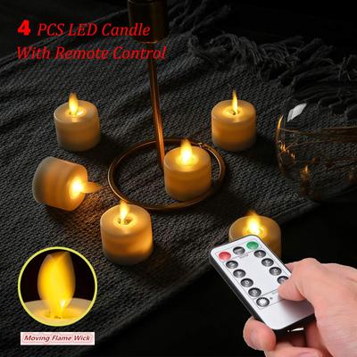4PCS Vela Led Com Controle Remoto Decoração de Mesa de Casamento/Dia dos Namorados