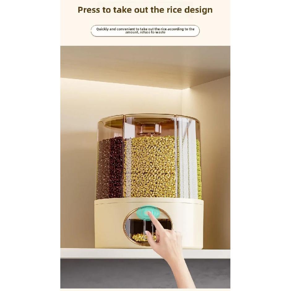 Rotary Rice Bucket Household Grains Storage Box Insect-Proof Moisture-Proof Sealed Rice Storage Tank