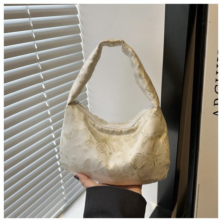 2025 Spring New Fashion Butterfly Fresh Casual Foreign Style Solid Color Texture Commuter Bag Portable Small Square Bag