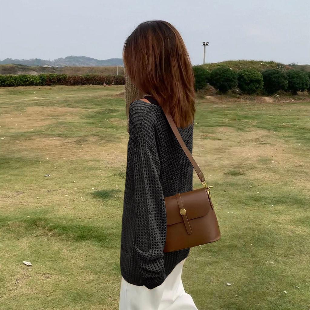 Women’s Hollow Out Knit Pullover Long Sleeve Loose Fit Lightweight Summer Sun Protection Casual Top Sweater Layer