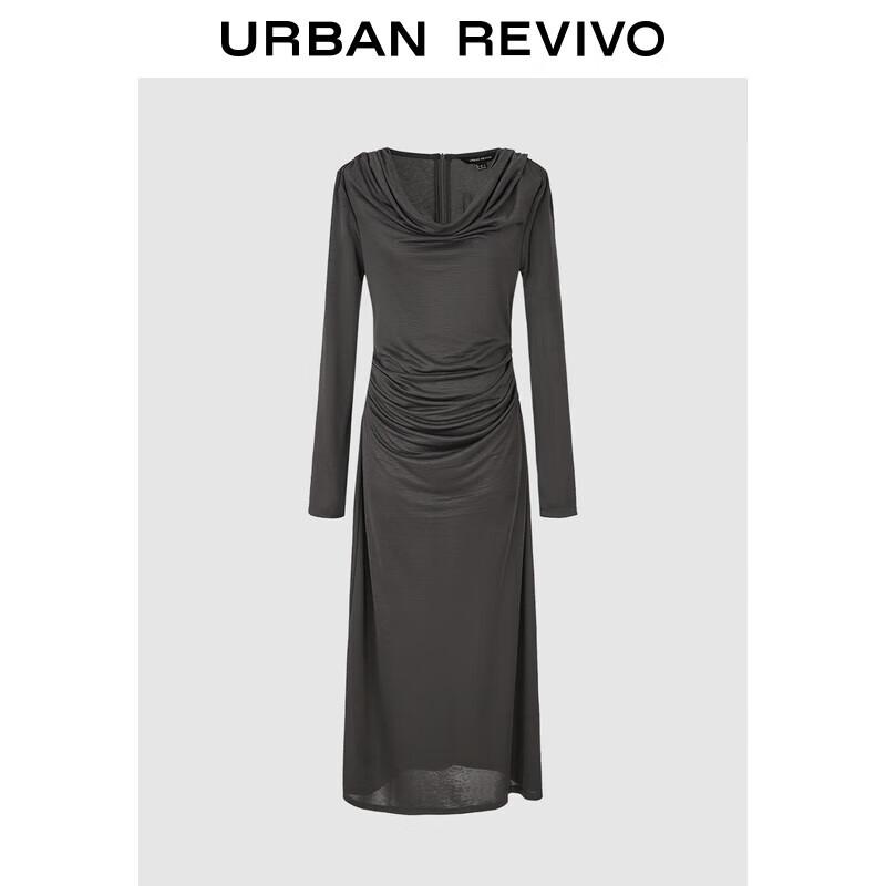 

Женское длинное платье с драпировкой на шее и плиссировкой в французском шике XL