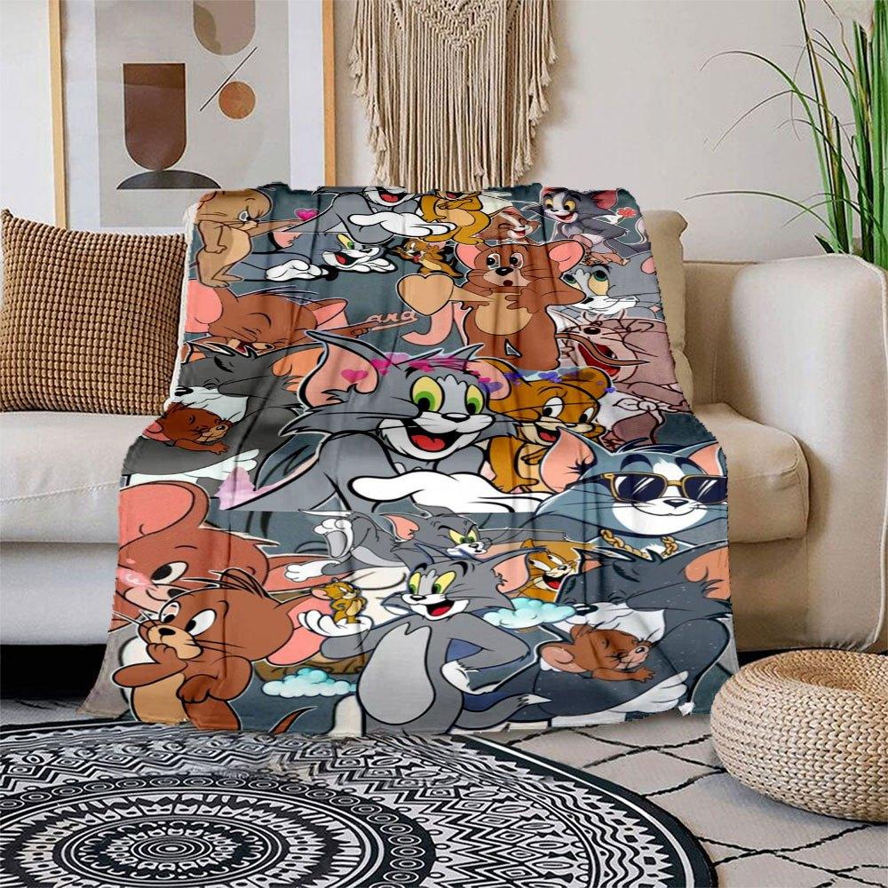 Tom & Jerry Adventure: Classic Cartoon Characters Phone Case Cover Blanket Flannel Throw Blanket for Sofa, Bed, Travel, Camping, Office 100x150cm