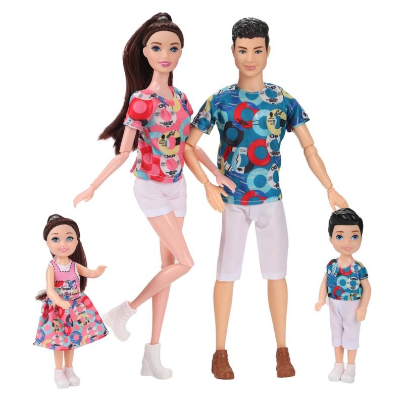 Famiglia 4 Pezzi Bambole Casa dei Giochi per Bambini Giocattolo Bambola Principessa Bambina Famiglia 4 Pezzi Grande Piccolo Modello Genitore-Figlio Fratello Sorella Modello Giocattolo