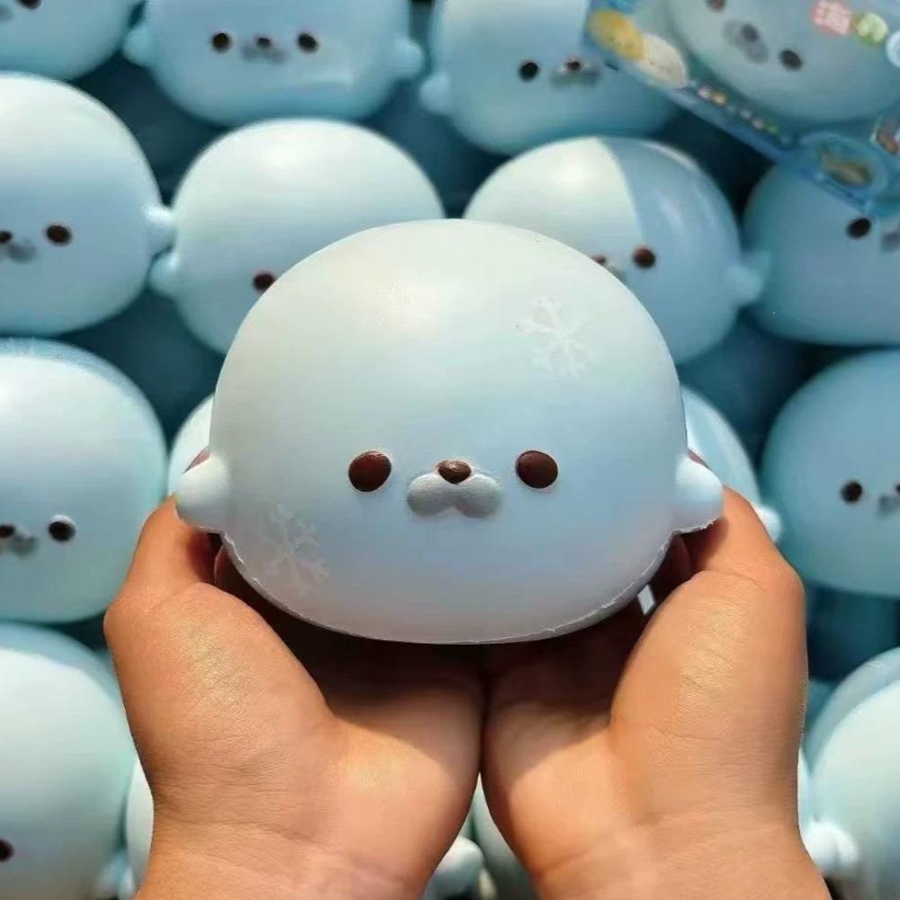 Kawaii Cute Seal Squishy Stress Relief Toy Soft Slow Rising Animal Squeeze Fidget Toys Desktop Decor Gift For Adults
