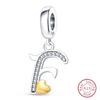 925 Silver Charm Beads Classic Gold Heart-Shaped 26 Letters Pendant For Bracelet DIY Charm Birthday Jewelry