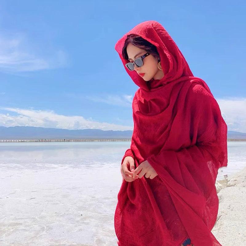 

Women s Chaka Salt Lake Cotton Linen Scarf: Desert Sun Protection Shawl Standard