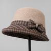 Autumn and Winter New Bow Foreign Gas Bucket Hat Women's Versatile Wool Temperament Basin Hat Mother Warm Hat
