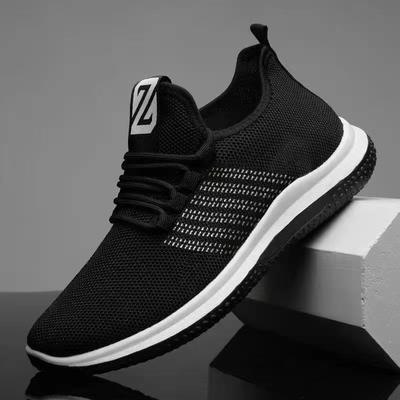 Jesienne oddychające buty z modnej siateczki fly-woven męskie sportowe rekreacyjne wygodne do biegania młodzieżowe buty męskie buty męskie