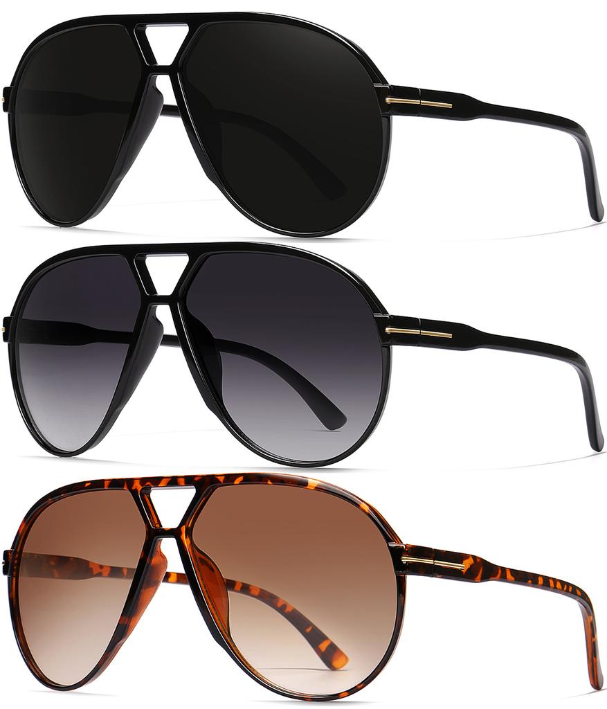 Übergroße Pilotensonnenbrille für Damen Herren Retro 70er Schild Sonnenbrille UV400 Schutz