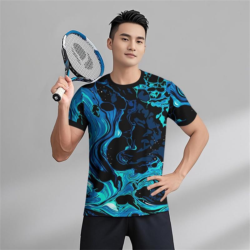 Men's Quick Drying Short Sleeve Sports T Shirt Fitness Running Tennis Sportswear T-shirts Summer Trendy Outdoor Breathable Tees