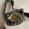 Borsa a tracolla Fashi a quadri da donna, borsa a spalla casual in tela, borsa tote di grande capacità, texture comoda e versatile, borse portaoggetti