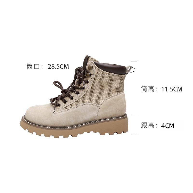 

Кожаная версия~ Модные женские ботинки Мартина от miu, шнурки, круглый носок, толстая подошва, классические короткие ботинки 39 песочный