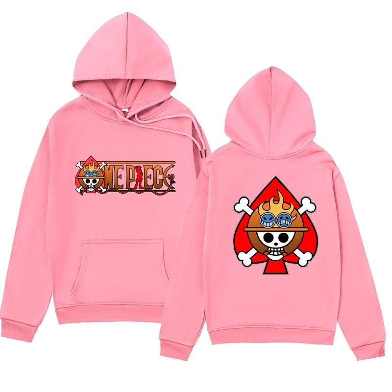 Autumn Winter One Piece Ace Spade Pirate Crew Printed Hoodies Fashionable Casual Warm Sports Long Sleeved Men's and Women's Unisex Hooded Sweatshirts