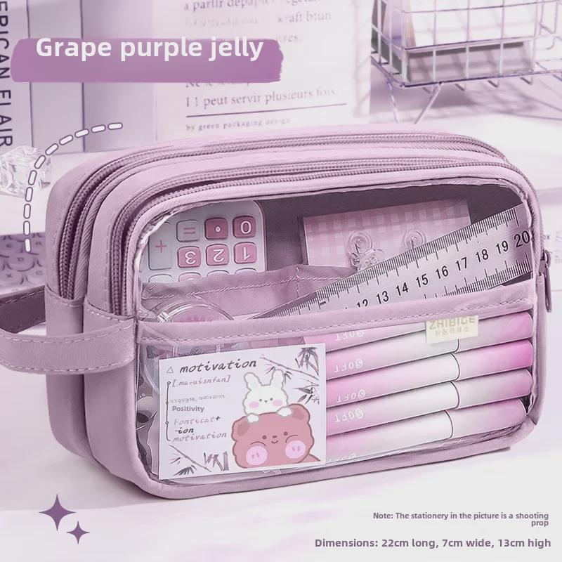 «2024 Вместительный 5-слойный прозрачный пенал с пандой для девочек»