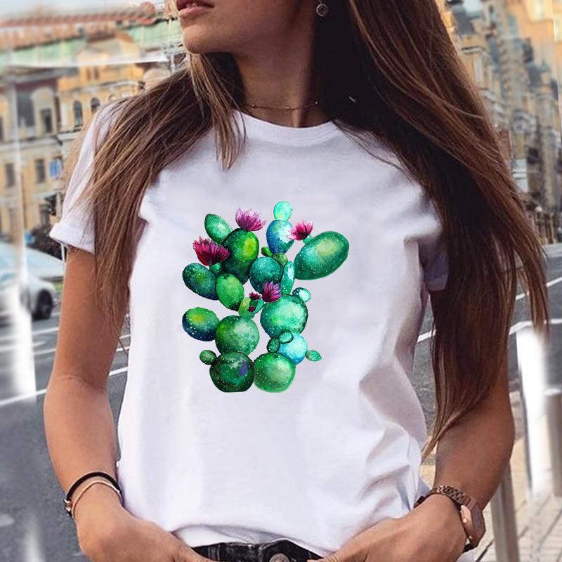 Women T-Shirts 90S Tropical Plants Love Letter Printing New Graphic Print Female Fashion Cartoon Summer T Tops Shirt Tee T-Shirt