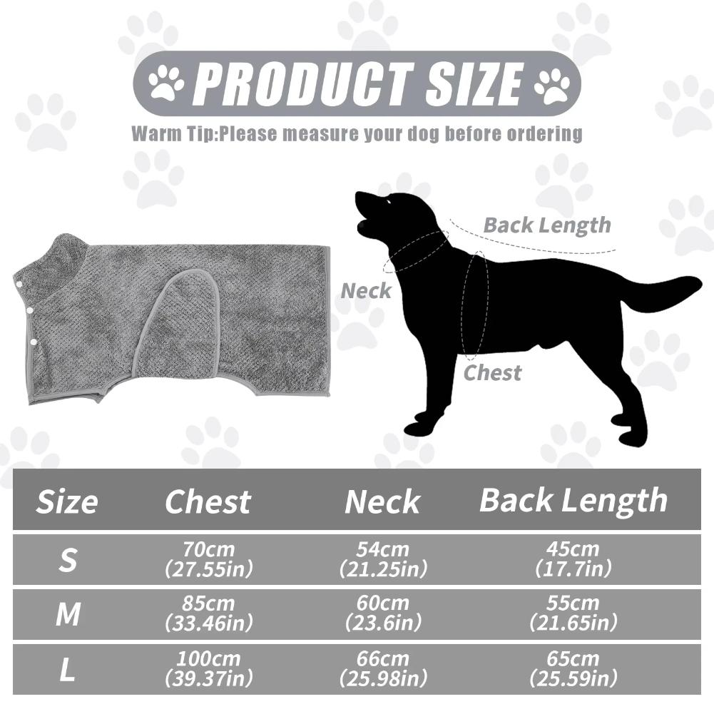 Dog Drying Coats,Super Soft Pet Dog Bathrobe Towel for Small Medium Large Dogs Dressing Gown Adjustable Microfiber Dog Hair