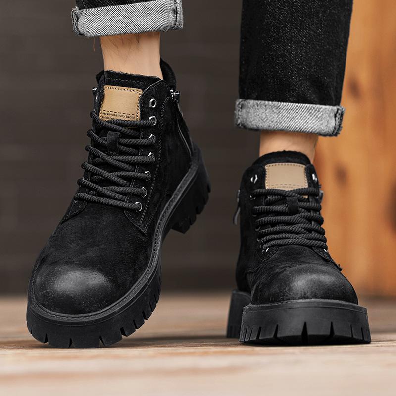 Fashion Thick soled autumn and winter men's boots Trendy British retro style Business Office Quality adult warm High top shoes New
