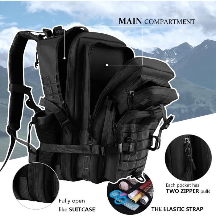 Sac à dos - hannibal tactical - 40l - tissu oxford - résistant à l'eau - mixte