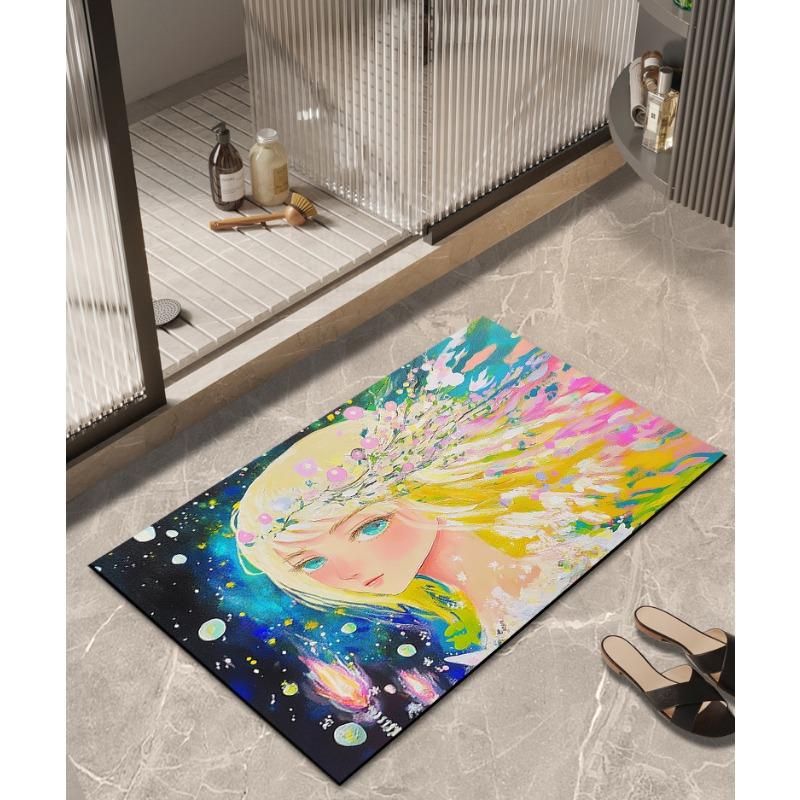 Festive Diatom Mud Floor Mat, Water-absorbent, Non-slip, Quick-drying Bathroom Floor Mat, Bathroom Door Mat, Stain-resistant Carpet At Kitchen Door