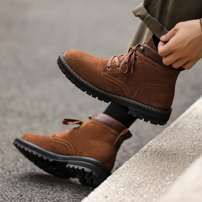 Workwear Ankle Men's Leather Boots High-quality Men's Cowhide Suede Fashionable and Versatile Outdoor Work Boots Desert Shoes