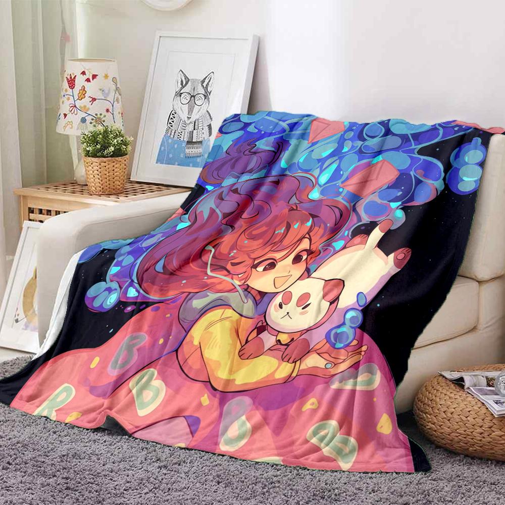 Bee and PuppyCat Flannel Blanket, High quality Comfortable for All Seasons, Home Decor, Warmth and Comfort