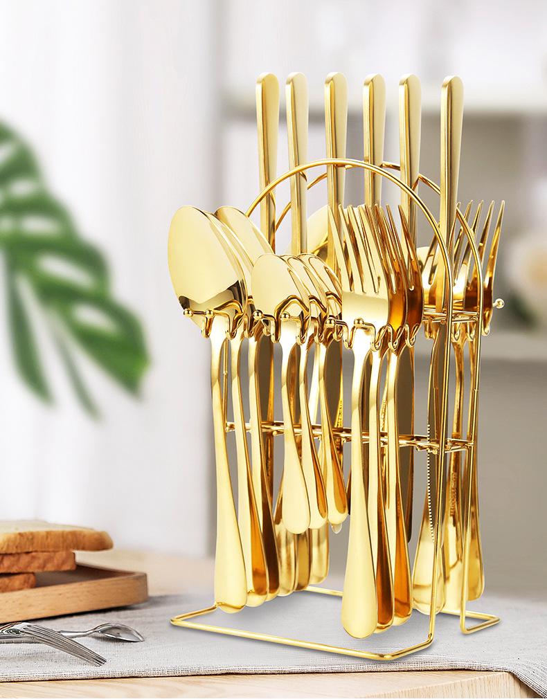 Western 24-Piece Stainless Steel Cutlery Set with Knife Holder Gift Box