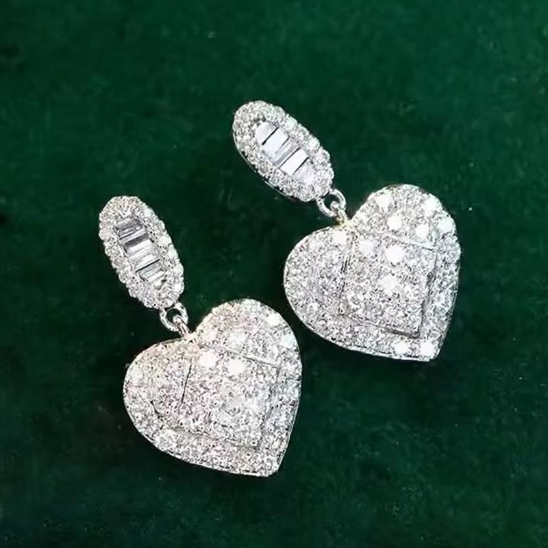 Huitan Luxury Love Heart Dangle Earrings Female Wedding Accessories Shiny Cubic Zirconia Ear Pendants Zircon for Engagement