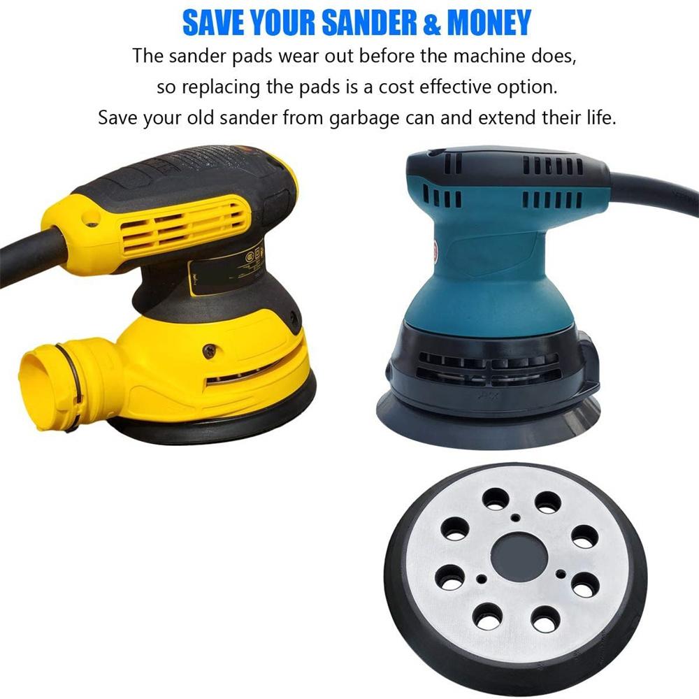 5 Inch 8 Hole Hook and Loop Sander Pad with Metal Backing