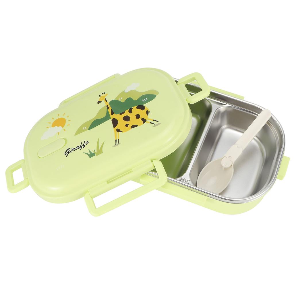 Insulated Lunch Box Leak Proof Stainless Steel Bento Box Japanese Food Children Container(Green )