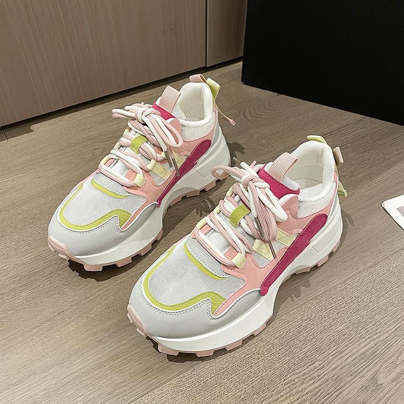 

Internet celebrity fashion new breathable comfortable mesh shoes women s 2025 summer and autumn leisure sports muffin platform shoes 35 розовый