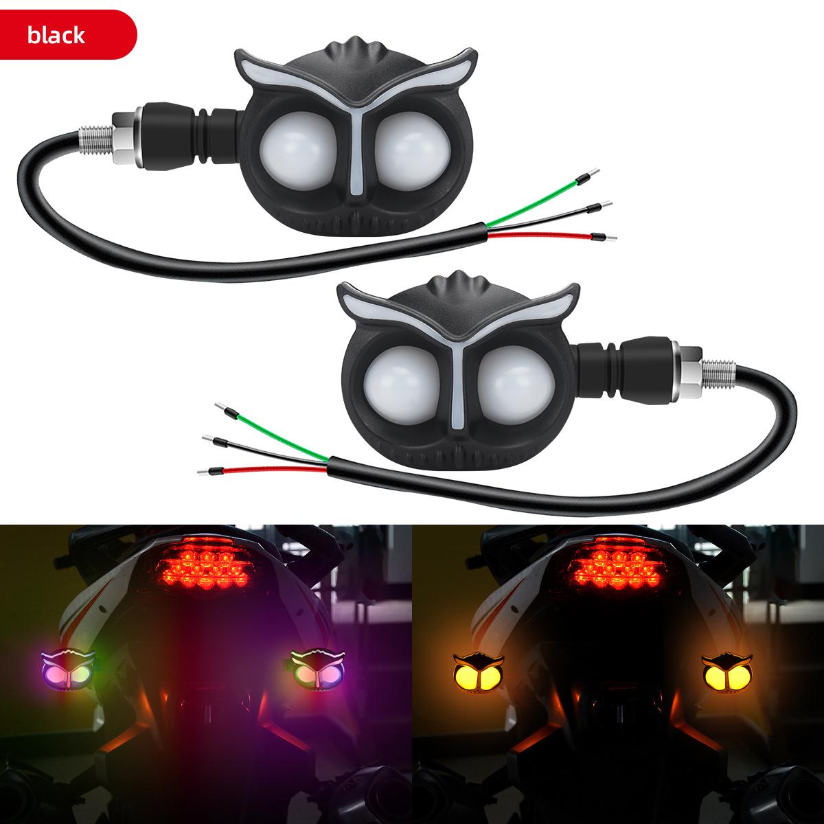 2pcs Owl Motorcycle Led Turn Signal Light RGB Dynamic Flashing Running Lights Moto Flasher Indicators DRL Motorcycle Accessories