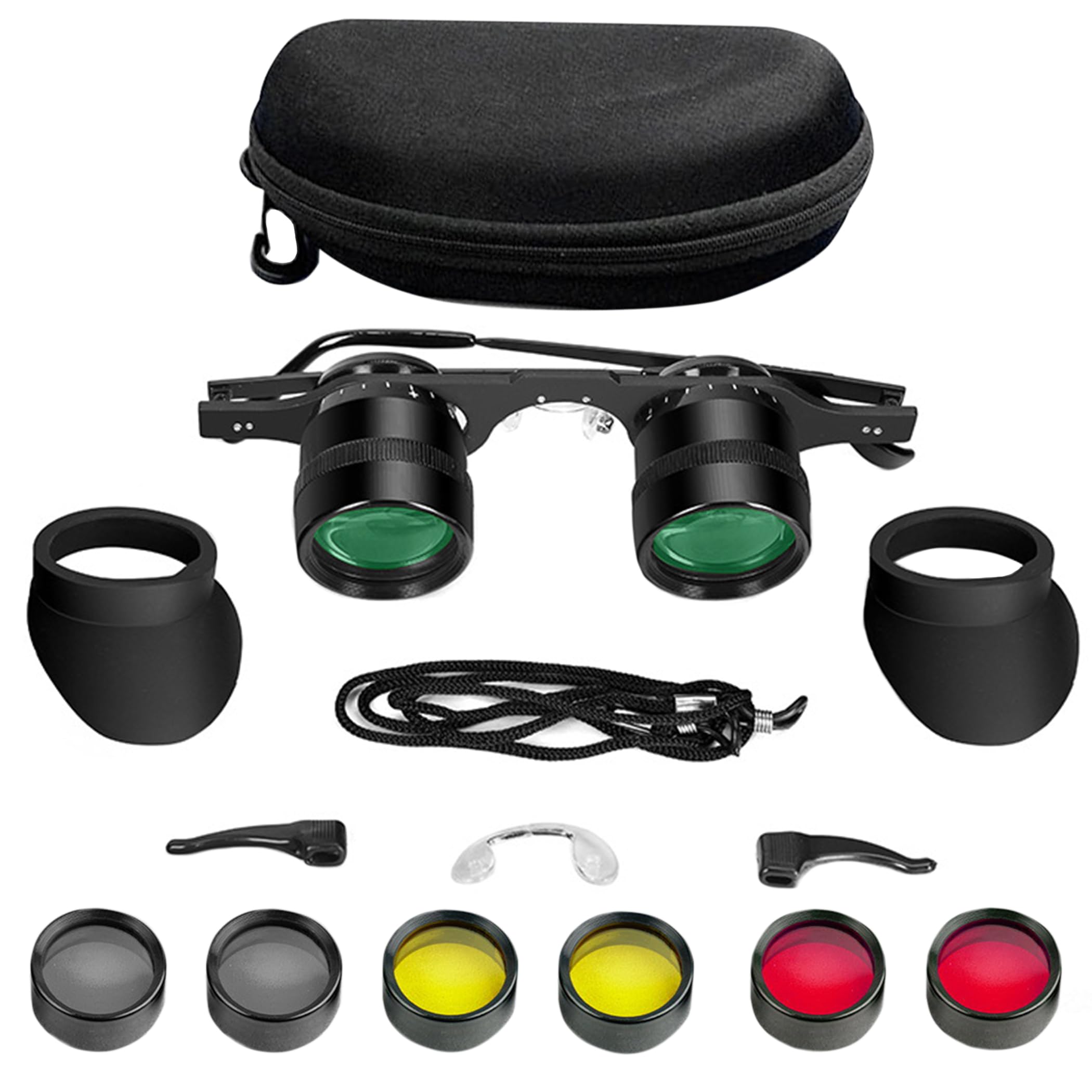 

EdisonBrain Glasses Type Telephoto Binoculars 10x Opera Glasses with 3 Color Polarized Lenses Adjustable Eye Width for Fishing Concerts Watching