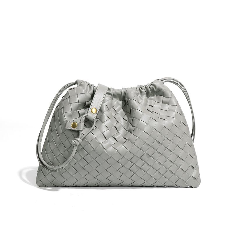 Lyckopåse, Enaxlad Damväska, Handvävd Väska, Rynkad Molnväska, Trendig och Retro Crossbody-väska